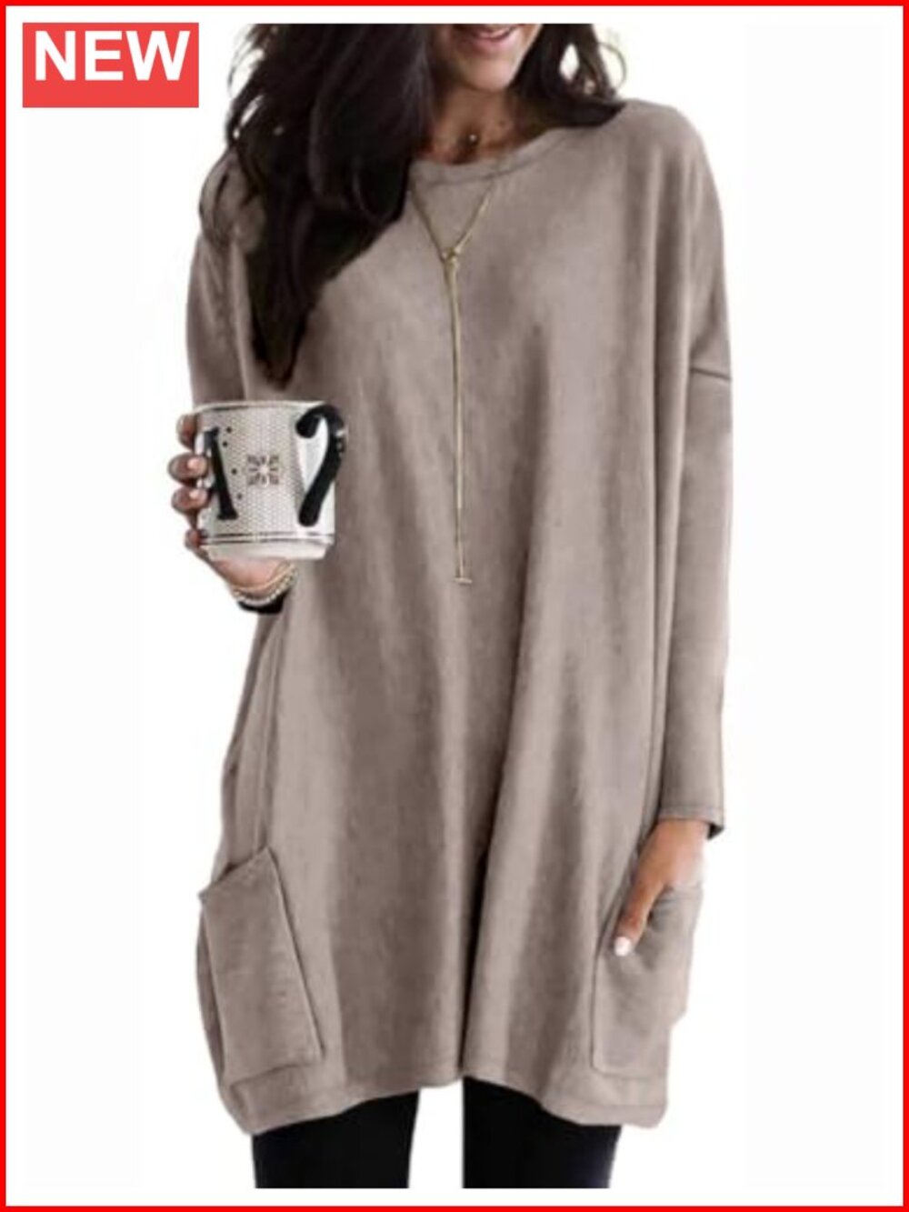Women's Long Sleeve Tunic Top Casual Dressy Stretchy Lounge
